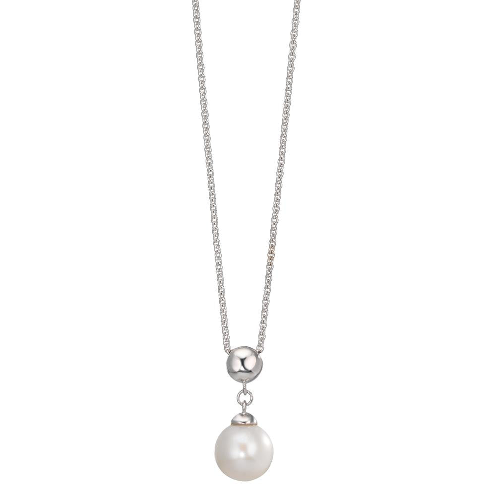 Collar Plata Rodio plateado Perla cultivada de agua dulce 7.5-8 mm 38-42 cm