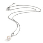 Collar Plata Rodio plateado Perla cultivada de agua dulce 7.5-8 mm 38-42 cm