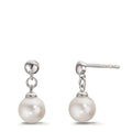 Pendientes Plata Rodio plateado Perla cultivada de agua dulce, 2 Perlas, 6.5 mm