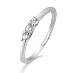 Anillo de dedo Plata Circonita 3 piedras Rodio plateado
