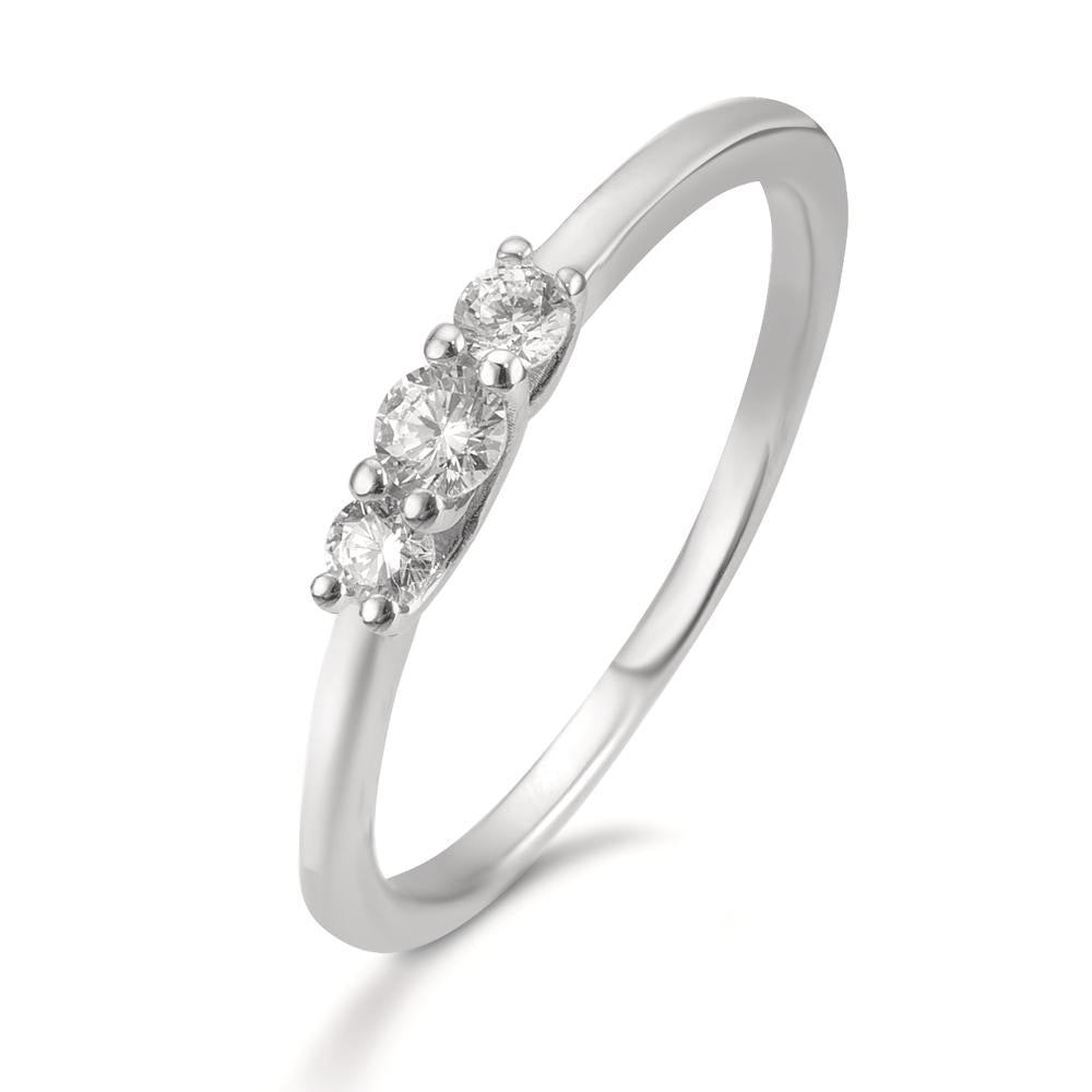 Anillo de dedo Plata Circonita 3 piedras Rodio plateado