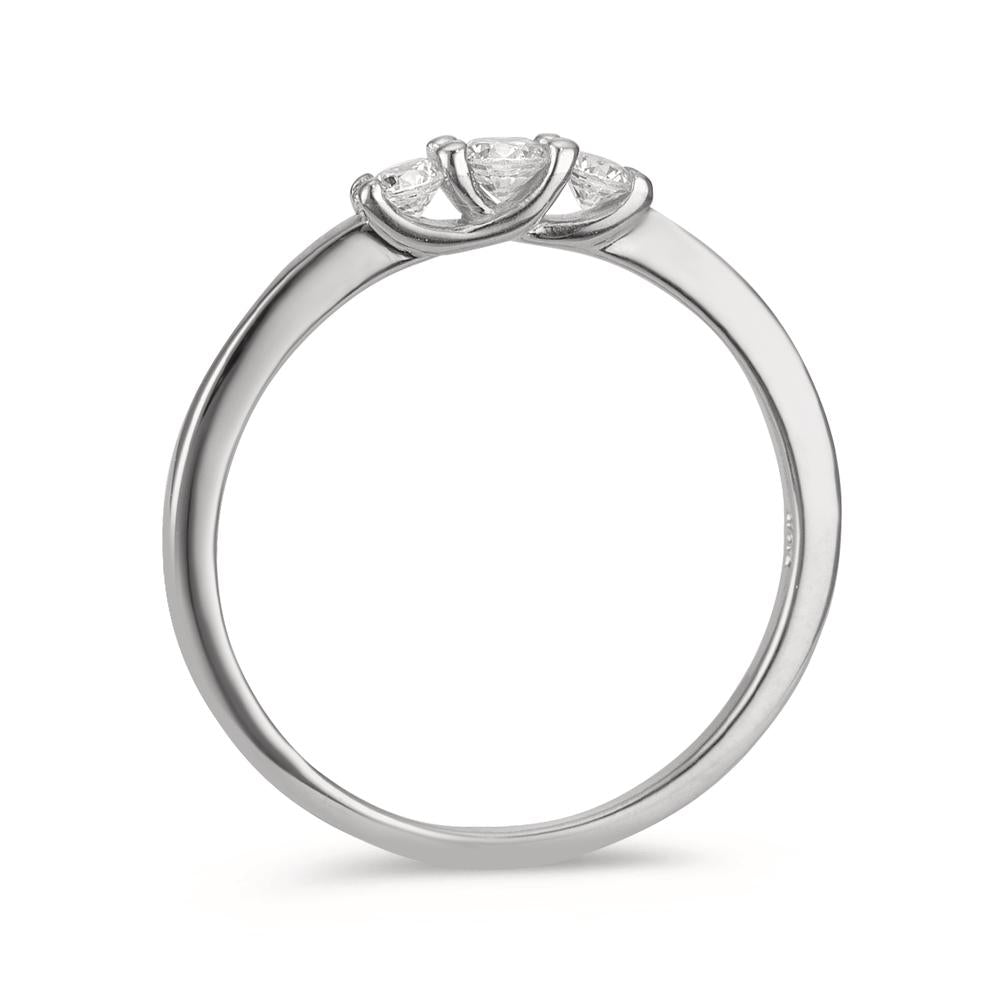 Anillo de dedo Plata Circonita 3 piedras Rodio plateado