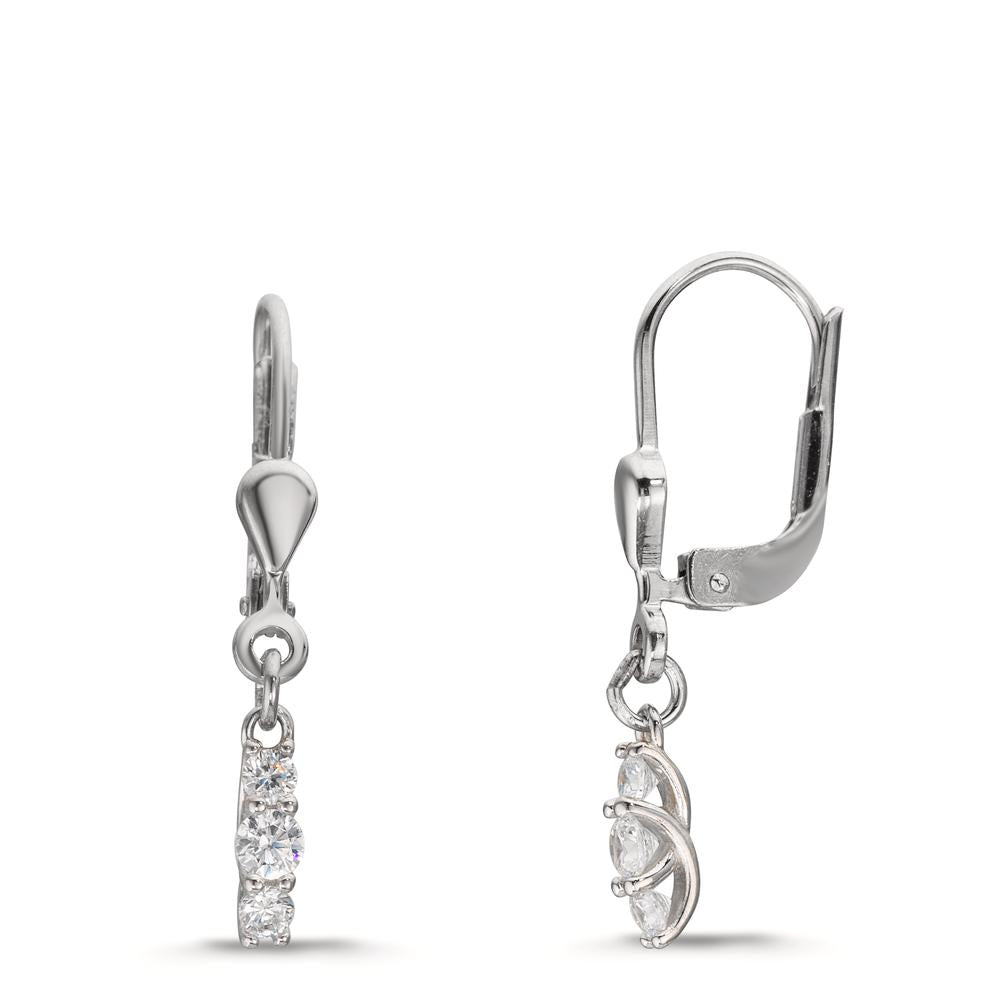 Pendientes Plata Circonita 6 piedras Rodio plateado
