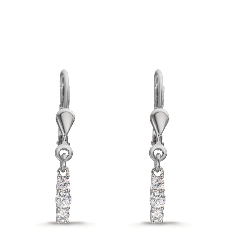 Pendientes Plata Circonita 6 piedras Rodio plateado