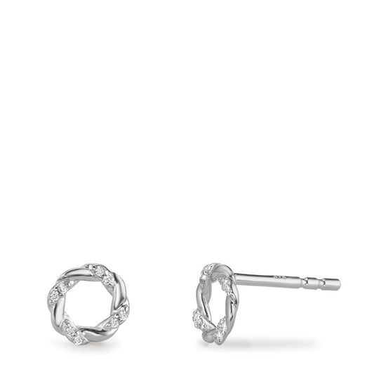 Pendientes Plata Circonita 16 piedras Rodio plateado Ø6.5 mm