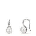 Pendientes Plata Rodio plateado Perla cultivada de agua dulce, 2 Perlas, 8 mm