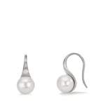 Pendientes Plata Rodio plateado Perla cultivada de agua dulce, 2 Perlas, 8 mm