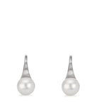 Pendientes Plata Rodio plateado Perla cultivada de agua dulce, 2 Perlas, 8 mm