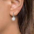 Pendientes Plata Rodio plateado Perla cultivada de agua dulce, 2 Perlas, 8 mm