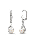 Pendientes Plata Circonita 2 piedras Rodio plateado Perla cultivada de agua dulce, 2 Perlas, 5.5 mm