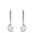 Pendientes Plata Circonita 2 piedras Rodio plateado Perla cultivada de agua dulce, 2 Perlas, 5.5 mm