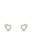 Pendientes Plata Circonita rosa Rodio plateado Corazón Ø6.5 mm