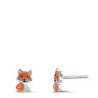 Pendientes Plata Circonita 6 piedras Rodio plateado Zorro