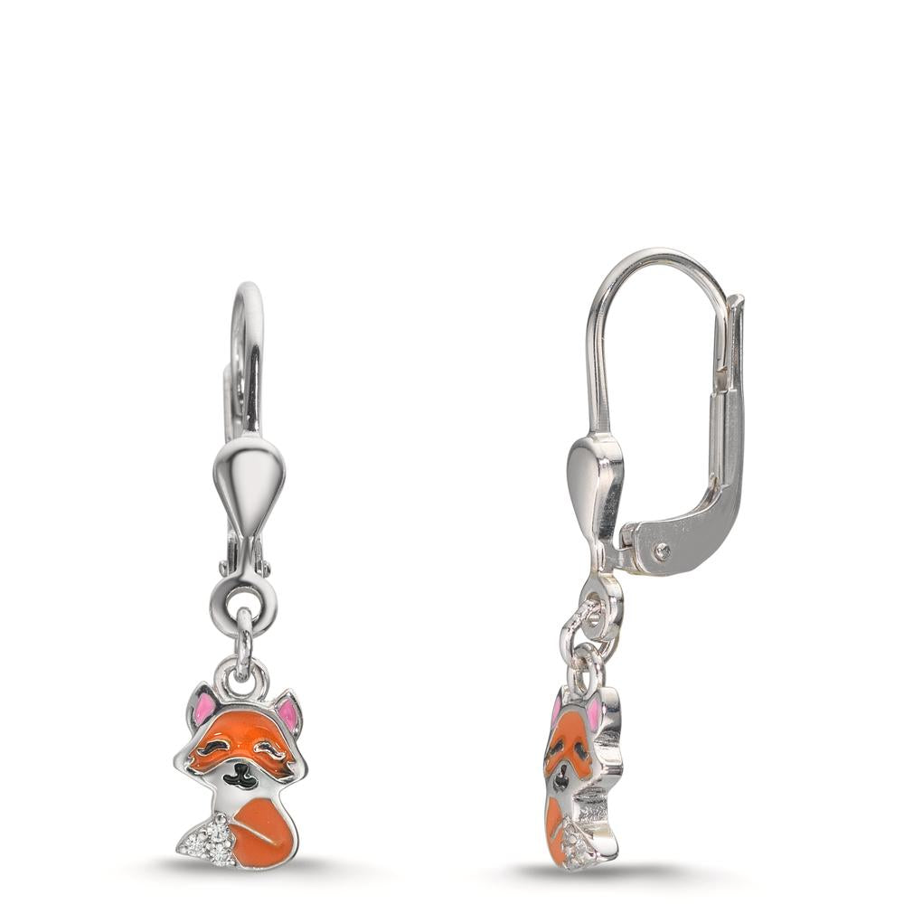 Pendientes Plata Circonita 6 piedras Rodio plateado Zorro