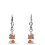 Pendientes Plata Circonita 6 piedras Rodio plateado Zorro