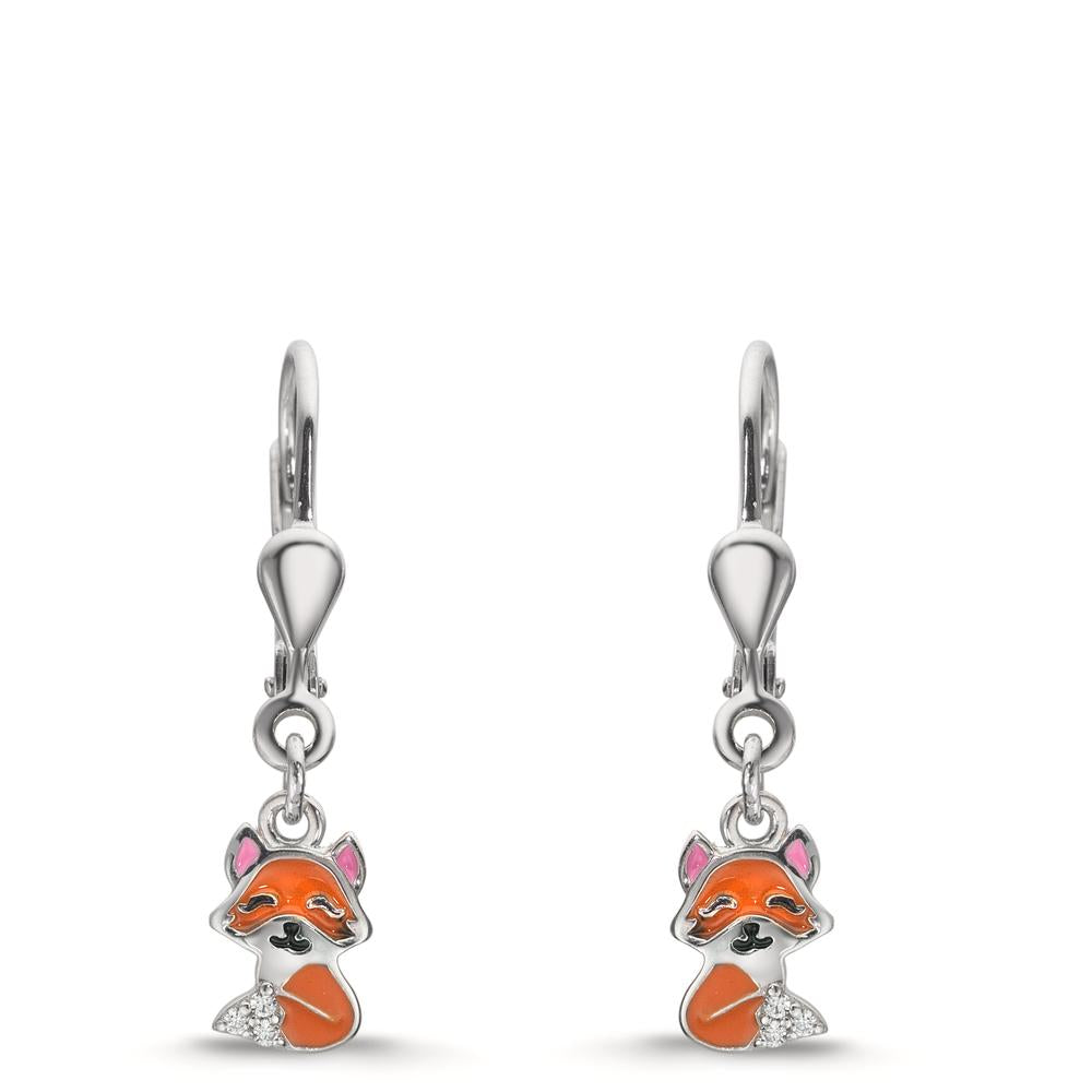 Pendientes Plata Circonita 6 piedras Rodio plateado Zorro