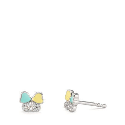 Pendientes Plata Circonita 20 piedras Rodio plateado Mariposa Ø6 mm