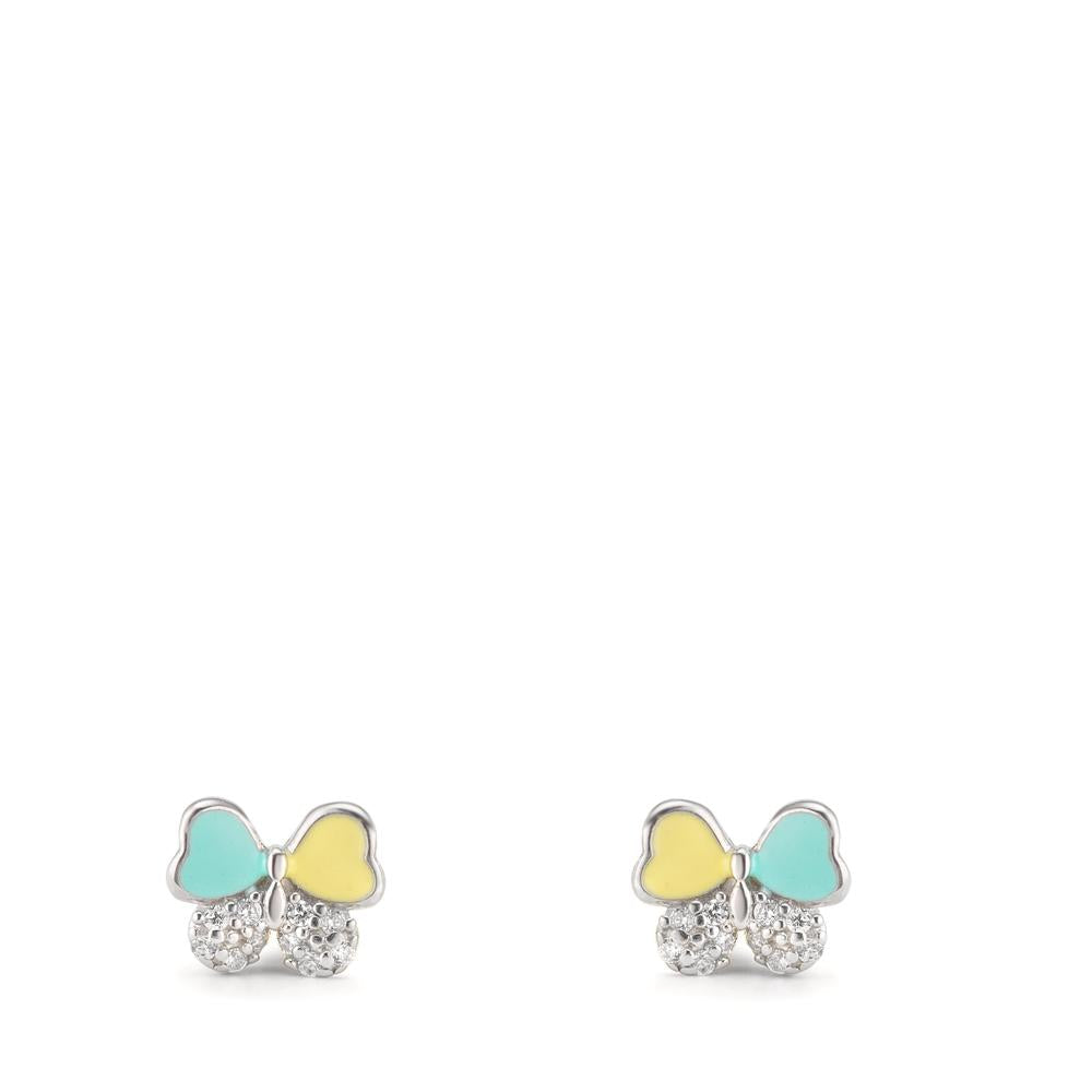 Pendientes Plata Circonita 20 piedras Rodio plateado Mariposa Ø6 mm