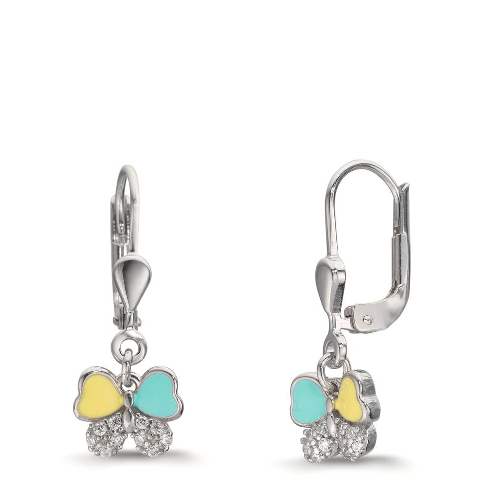 Pendientes Plata Circonita 20 piedras Rodio plateado Mariposa