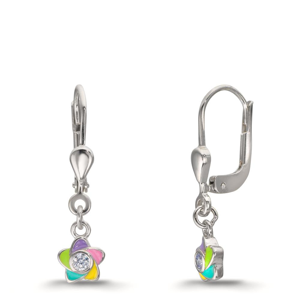 Pendientes Plata Circonita 2 piedras Rodio plateado