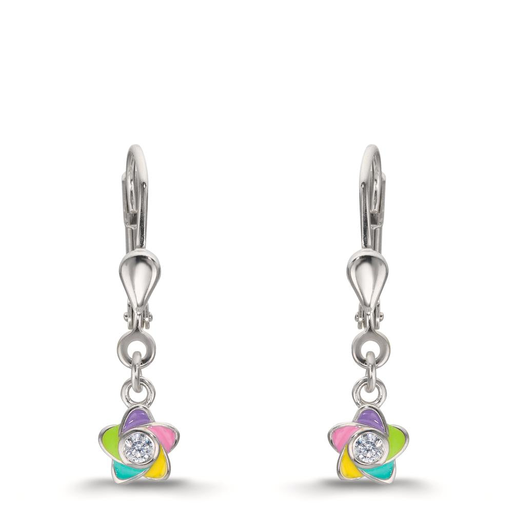 Pendientes Plata Circonita 2 piedras Rodio plateado