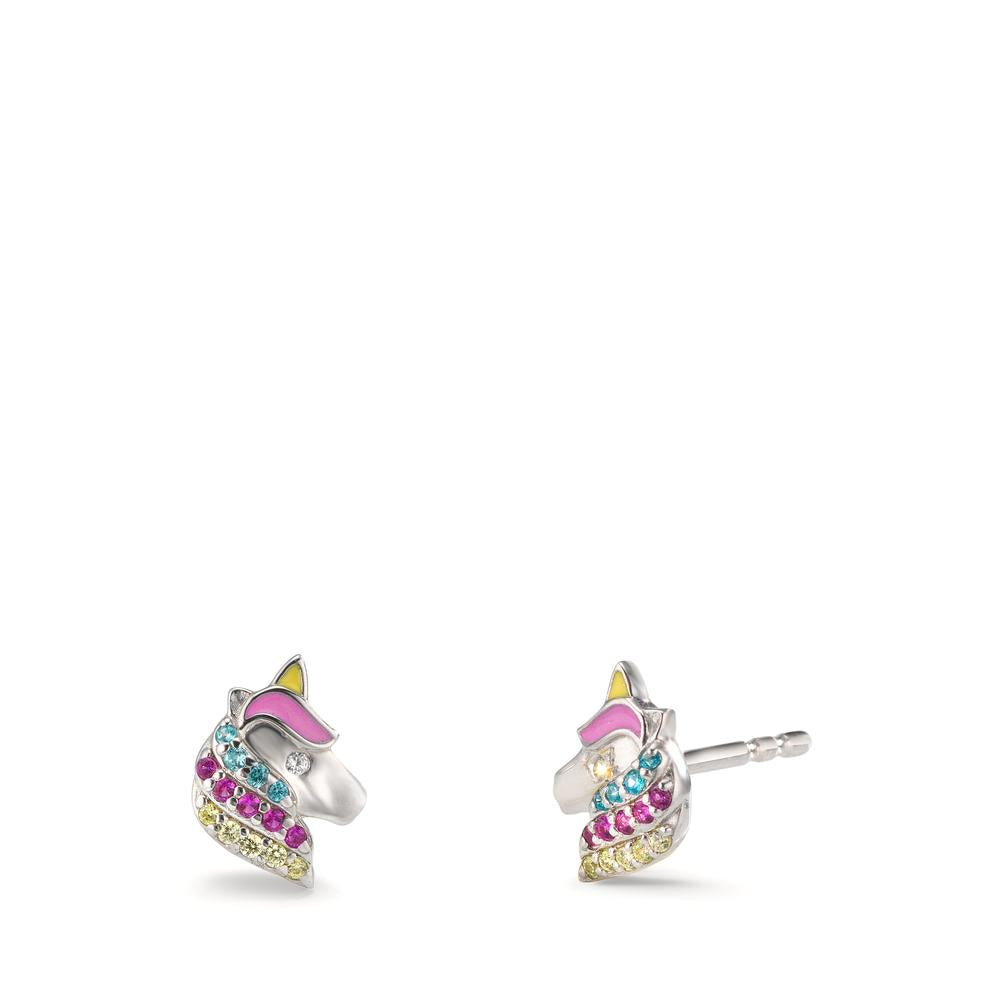 Pendientes Plata Circonita vistoso Rodio plateado Caballo Ø7 mm