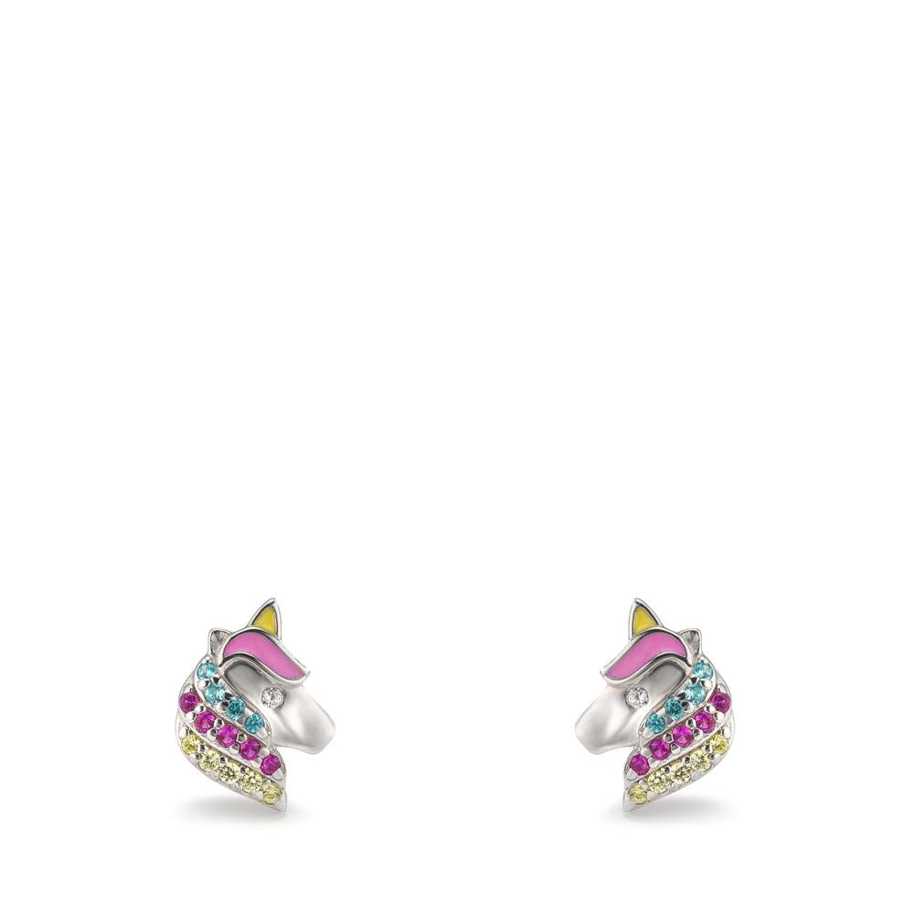 Pendientes Plata Circonita vistoso Rodio plateado Caballo Ø7 mm