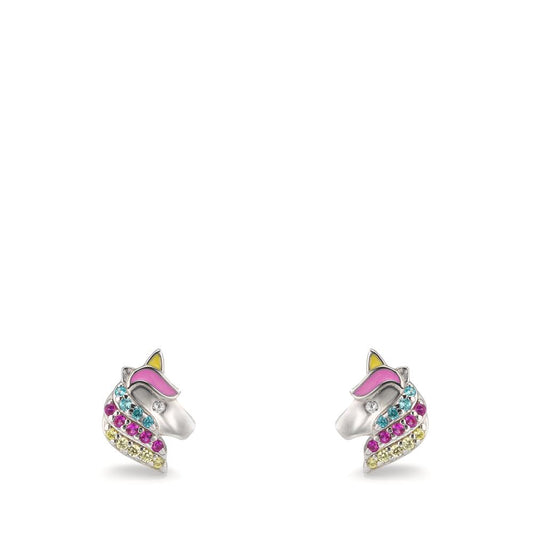 Pendientes Plata Circonita vistoso Rodio plateado Caballo Ø7 mm