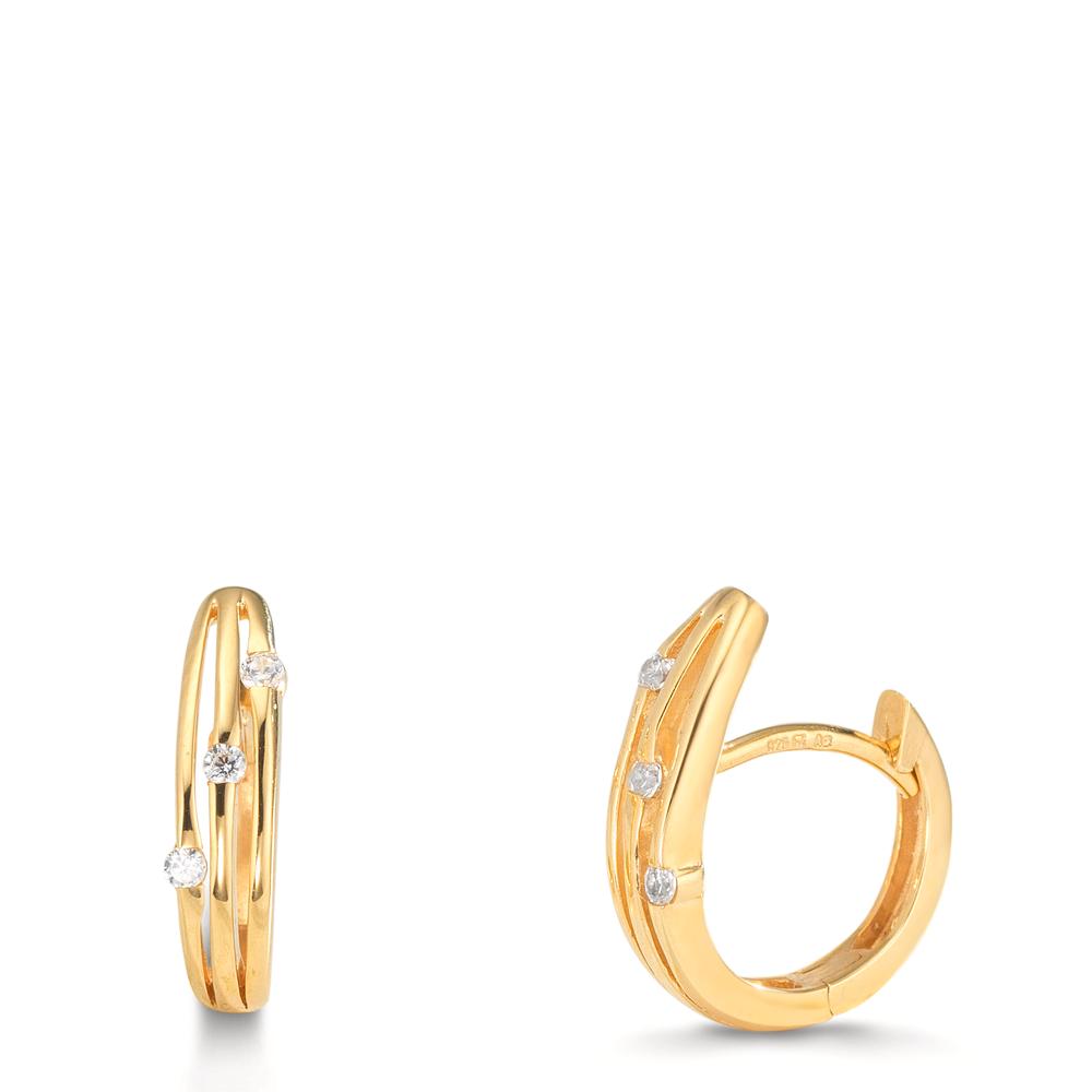 Aro con bisagra Plata Circonita 6 piedras Amarillo Dorado