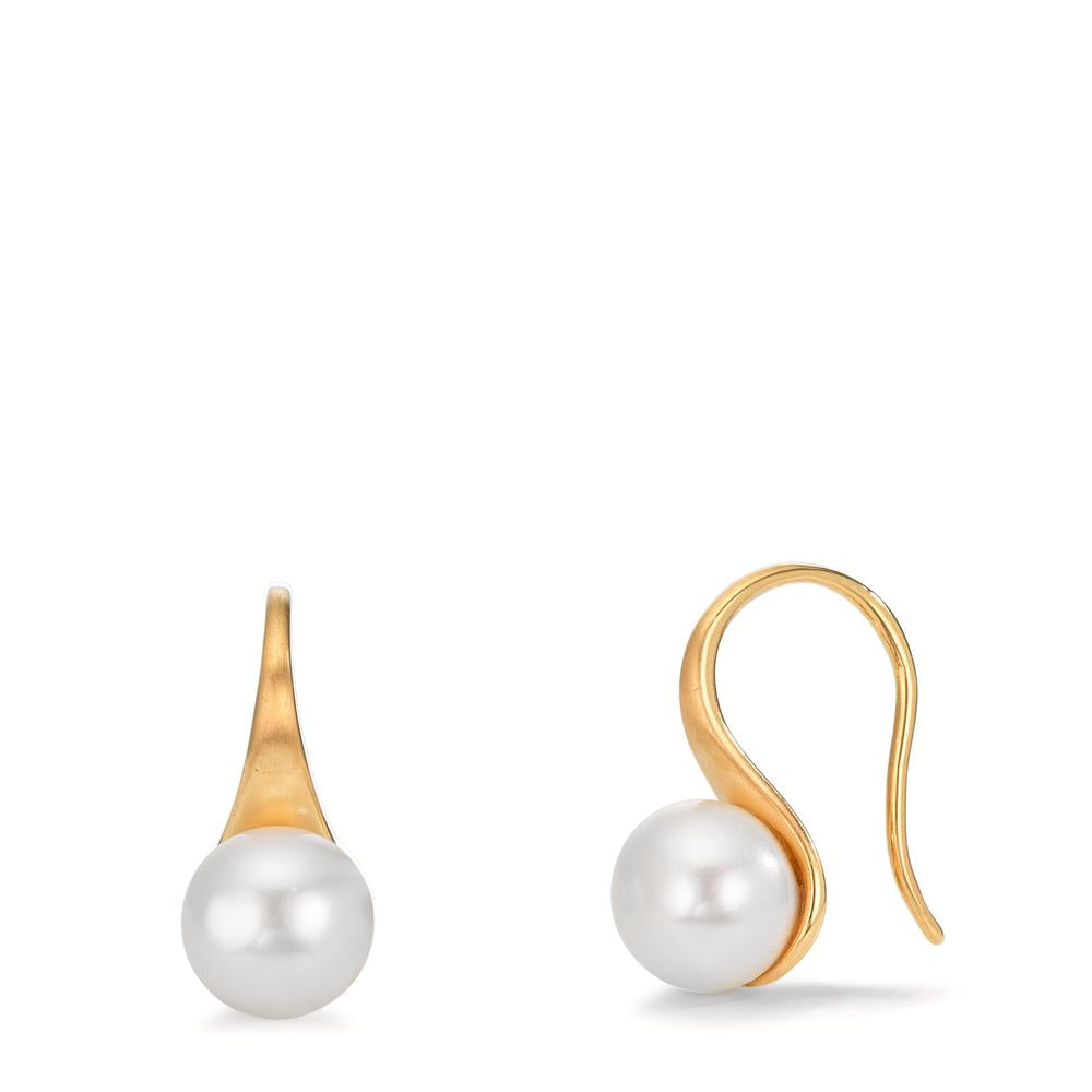 Pendientes Oro amarillo de 375/9K Perla cultivada de agua dulce, 2 Perlas, 8 mm