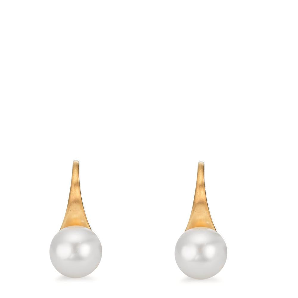 Pendientes Oro amarillo de 375/9K Perla cultivada de agua dulce, 2 Perlas, 8 mm