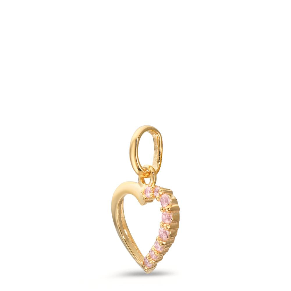 Colgante Oro amarillo de 375/9K Circonita rosa Corazón Ø10 mm