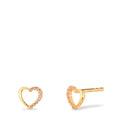 Pendientes Oro amarillo de 375/9K Circonita rosa Corazón Ø6.5 mm
