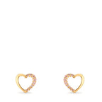 Pendientes Oro amarillo de 375/9K Circonita rosa Corazón Ø6.5 mm