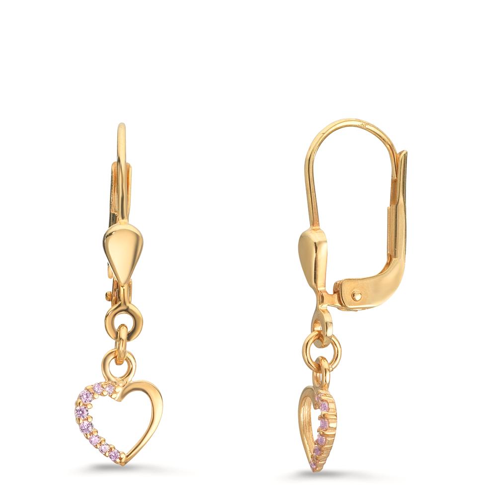 Pendientes Oro amarillo de 375/9K Circonita rosa, [rund]
