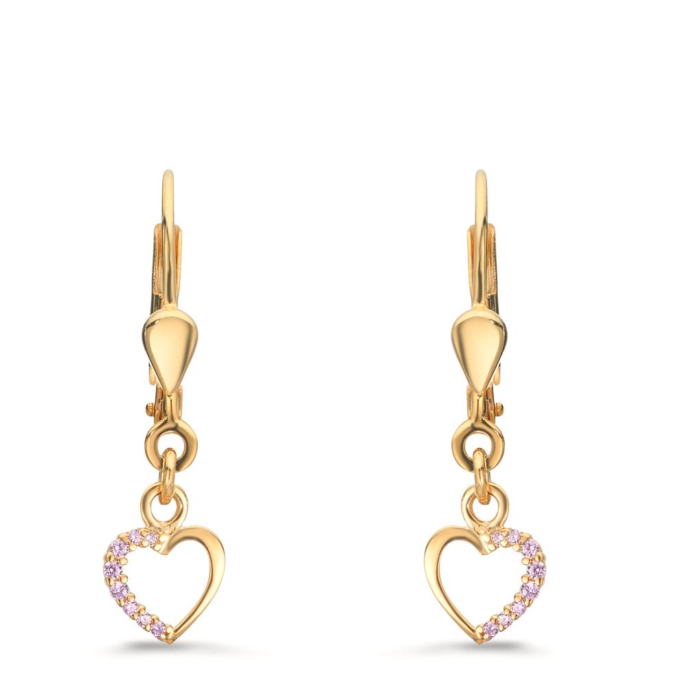 Pendientes Oro amarillo de 375/9K Circonita rosa, [rund]