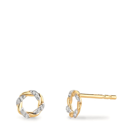 Pendientes Oro amarillo de 375/9K Circonita 16 piedras Ø6.5 mm
