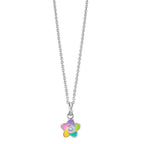 Collar con colgante Plata Circonita Rodio plateado Flor 36-38 cm