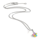 Collar con colgante Plata Circonita Rodio plateado Flor 36-38 cm