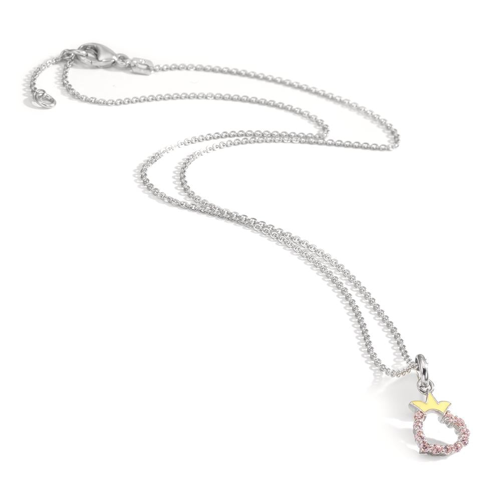 Collar con colgante Plata Circonita Rodio plateado Corazón 36-38 cm