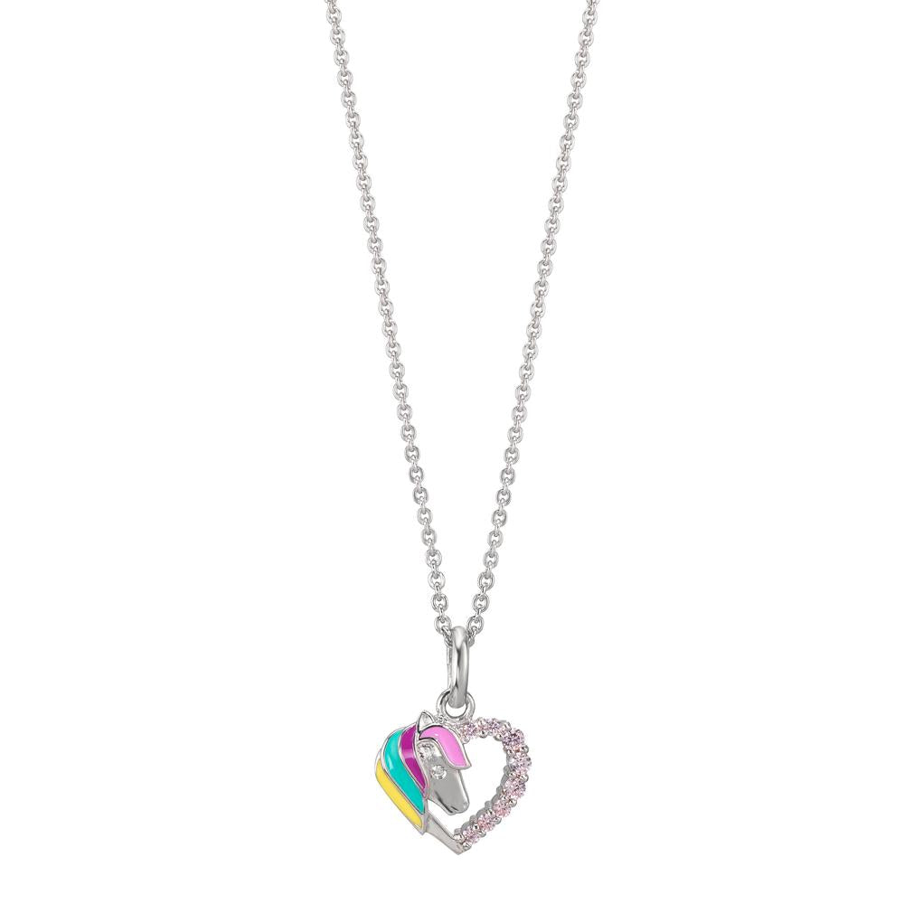 Collar con colgante Plata Circonita rosa Rodio plateado Caballo 36-38 cm