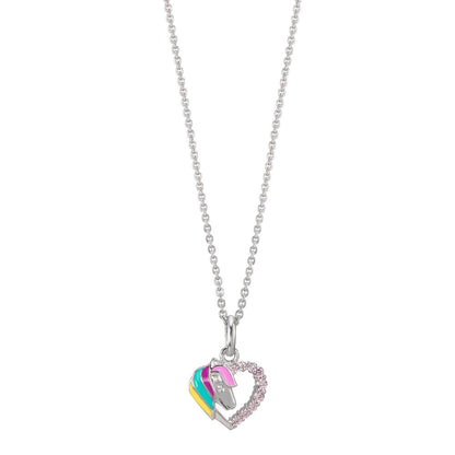 Collar con colgante Plata Circonita rosa Rodio plateado Caballo 36-38 cm