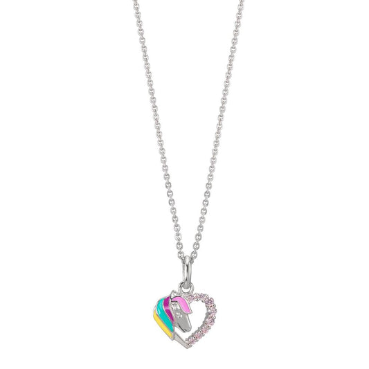 Collar con colgante Plata Circonita rosa Rodio plateado Caballo 36-38 cm