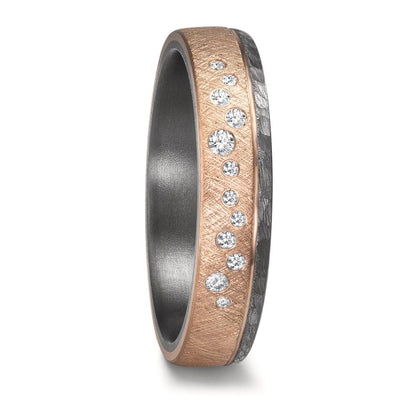 Anillo de pareja 999 tantalio, oro rosa de 585/14 kt Diamante 0.105 ct, 12 piedras, w-si