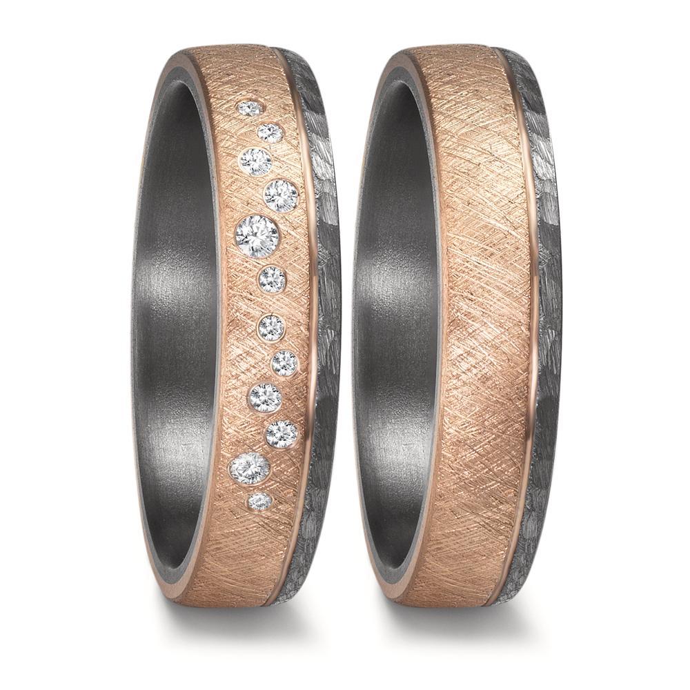 Anillo de pareja 999 tantalio, oro rosa de 585/14 kt