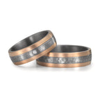 Anillo de pareja 999 tantalio, oro rosa de 585/14 kt