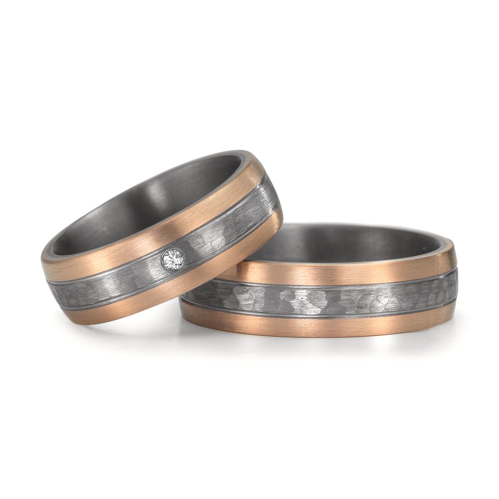 Anillo de pareja 999 tantalio, oro rosa de 585/14 kt