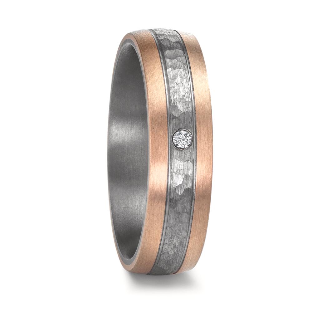 Anillo de pareja 999 tantalio, oro rosa de 585/14 kt Diamante 0.02 ct, w-si