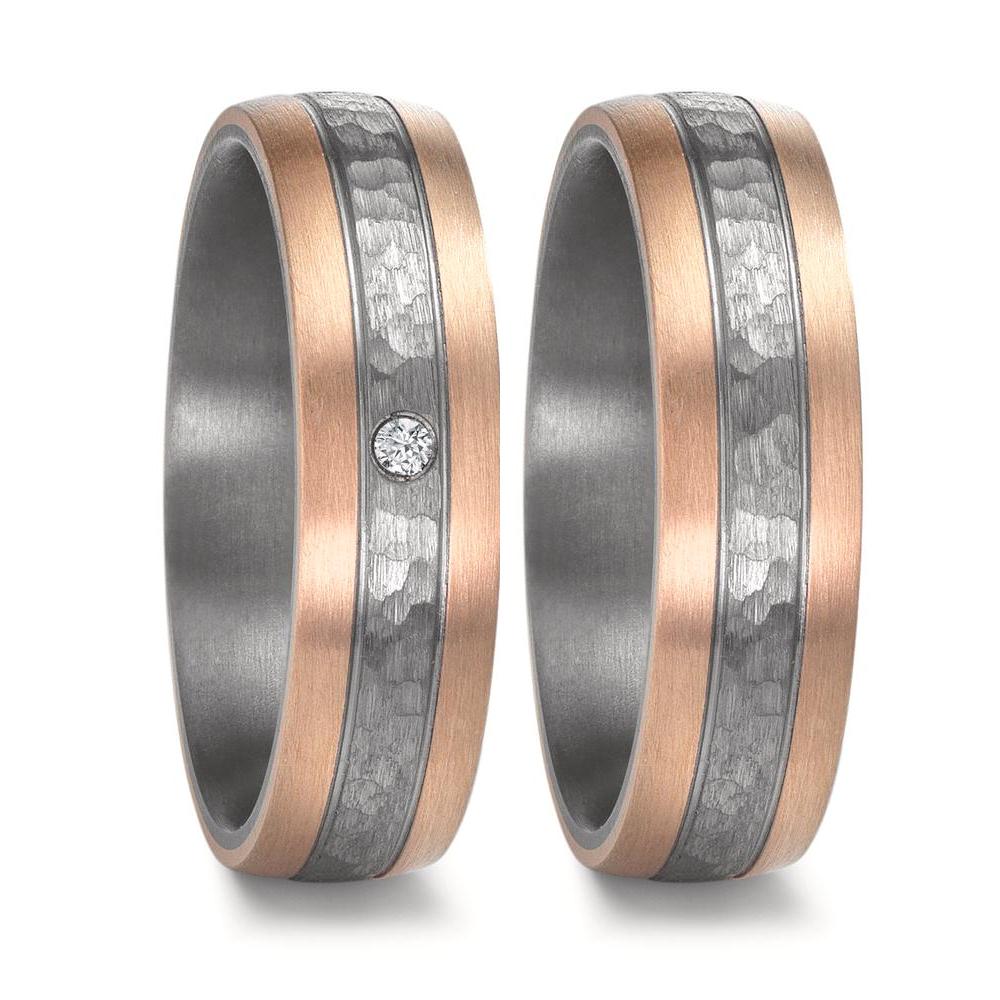 Anillo de pareja 999 tantalio, oro rosa de 585/14 kt