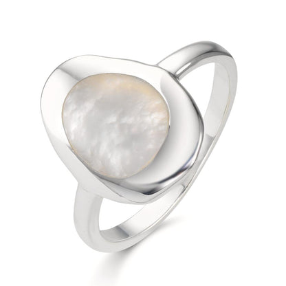 Anillo de dedo Plata Madre perla blanco Ø14.5 mm